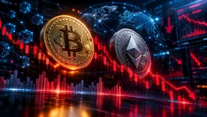 مقایسه ریزش قیمت بیت کوین و اتریوم در بازار کریپتو
