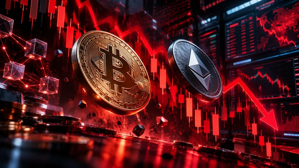 ریزش بازار کریپتو و کاهش قیمت بیت کوین و اتریوم