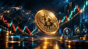 نمودار سه بعدی نوسان و تغییرات قیمت بیت کوین